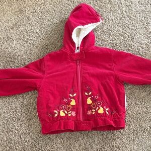 Gymboree Red Corduroy Hooded Jacket with Embroidery